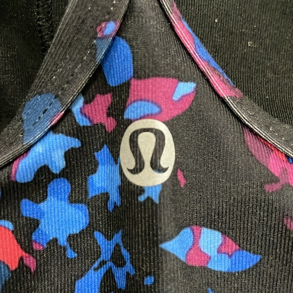 LULULEMLON | black tank with blue-purple design - Picture 3 of 6